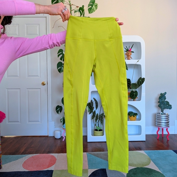 girlfriend collective Pants - Girlfriend Collective chartreuse compressive leggings